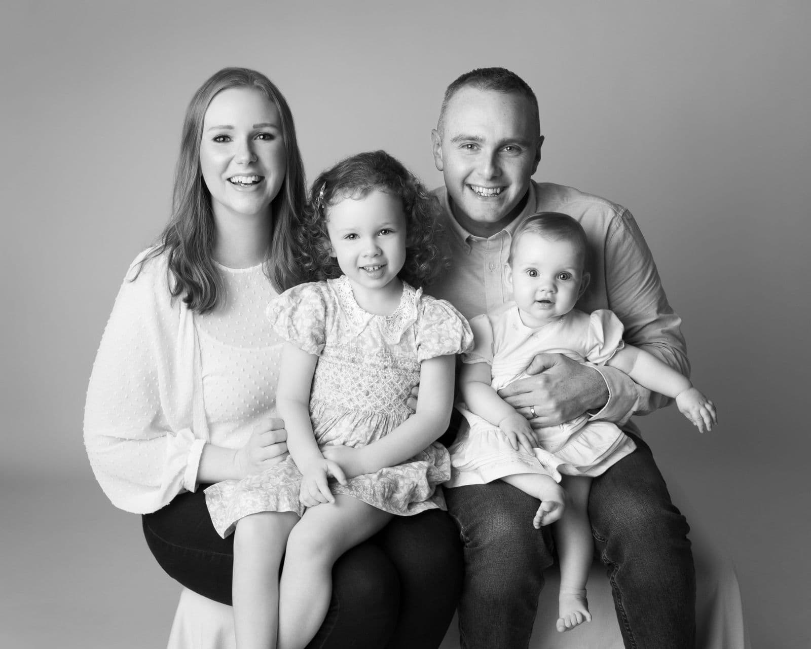 Family portrait in black and white